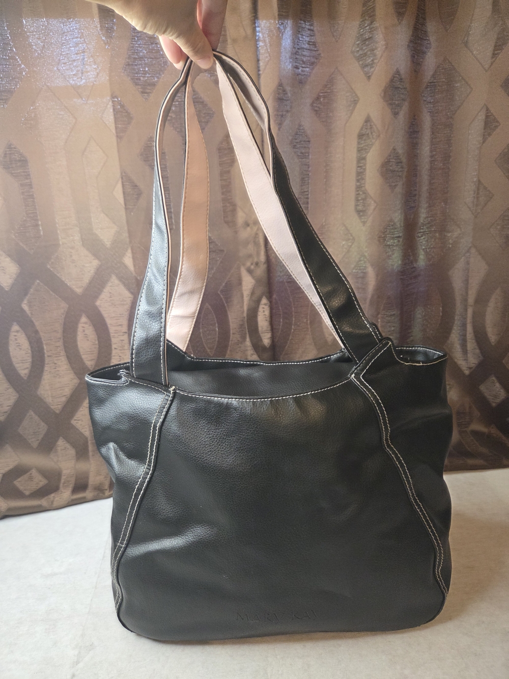Mary Kay Black Tote with Light Pink Contrast Straps